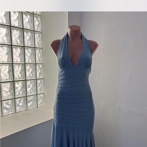 American Vintage Sky Blue Backless Dress